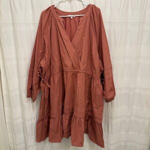 Madewell Long Sleeve Dress Mauve Womens 4X Adjustable Cinch Waste Pockets